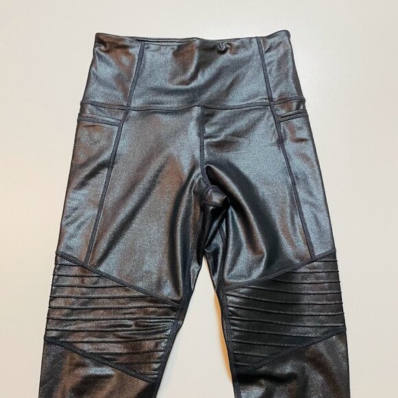 Athleta Inclination Moto Tight Legging Shimmer Metallic High Rise Phone Pockets - Picture 6 of 14